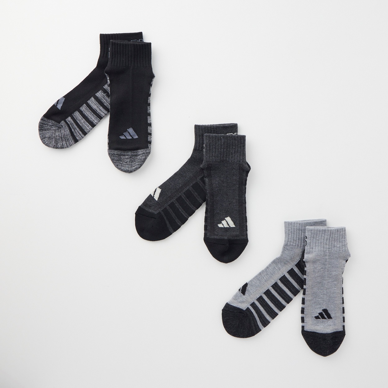 adidas(アディダス) 足底凸凹パイルショート丈ソックス3足組 メンズ(モノトーン-26-28CM)