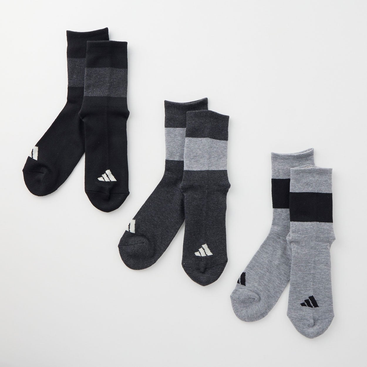 adidas(アディダス) 足首パイルハーフ丈ソックス3足組 メンズ(モノトーン-24-26CM)