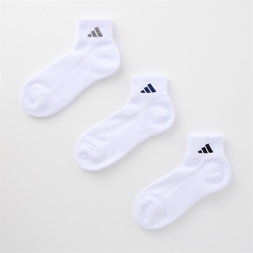 adidas(アディダス) 消臭加工足底パイルショート丈ソックス3足組 メンズ(シロ-24-26CM)