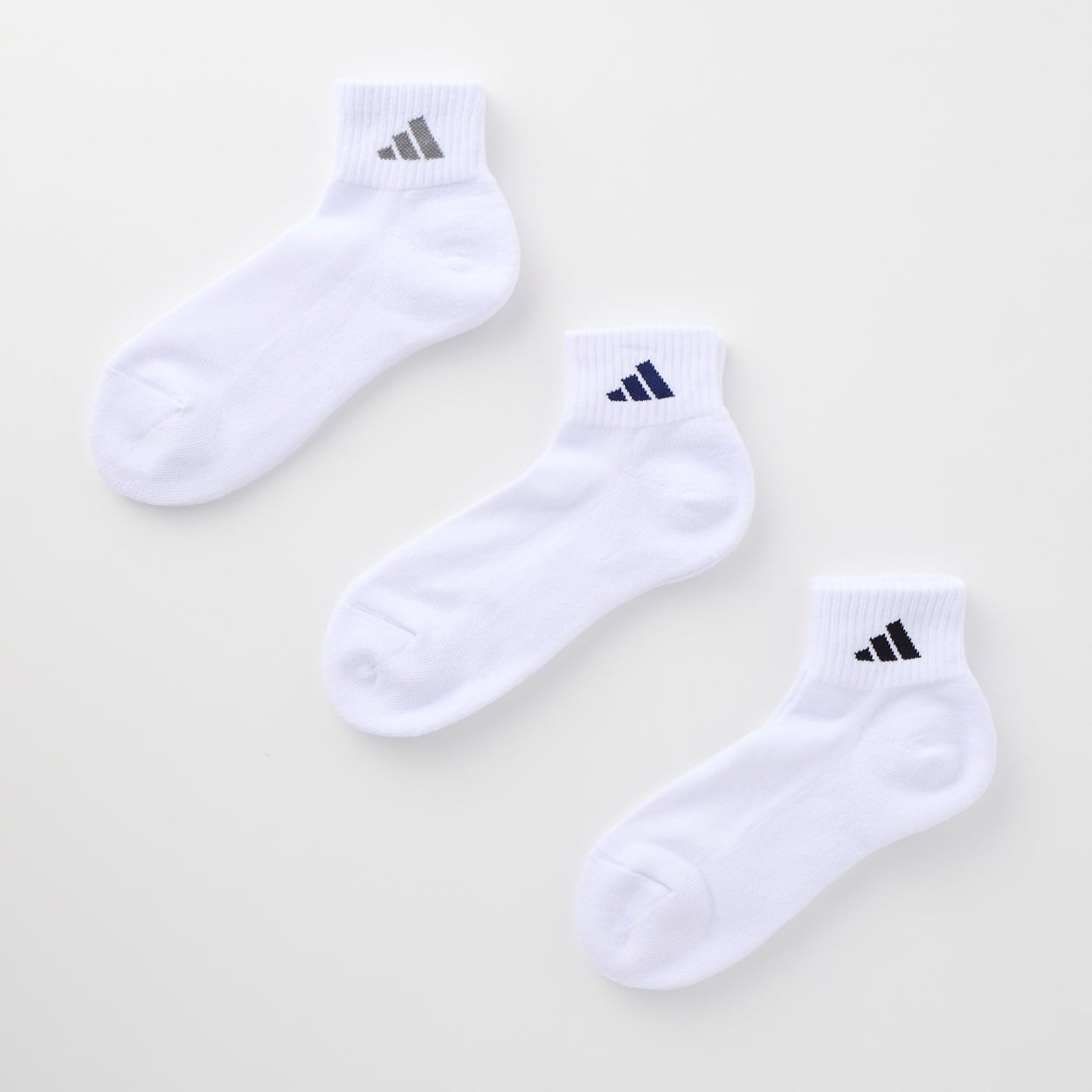 adidas(アディダス) 消臭加工足底パイルショート丈ソックス3足組 メンズ(シロ-24-26CM)