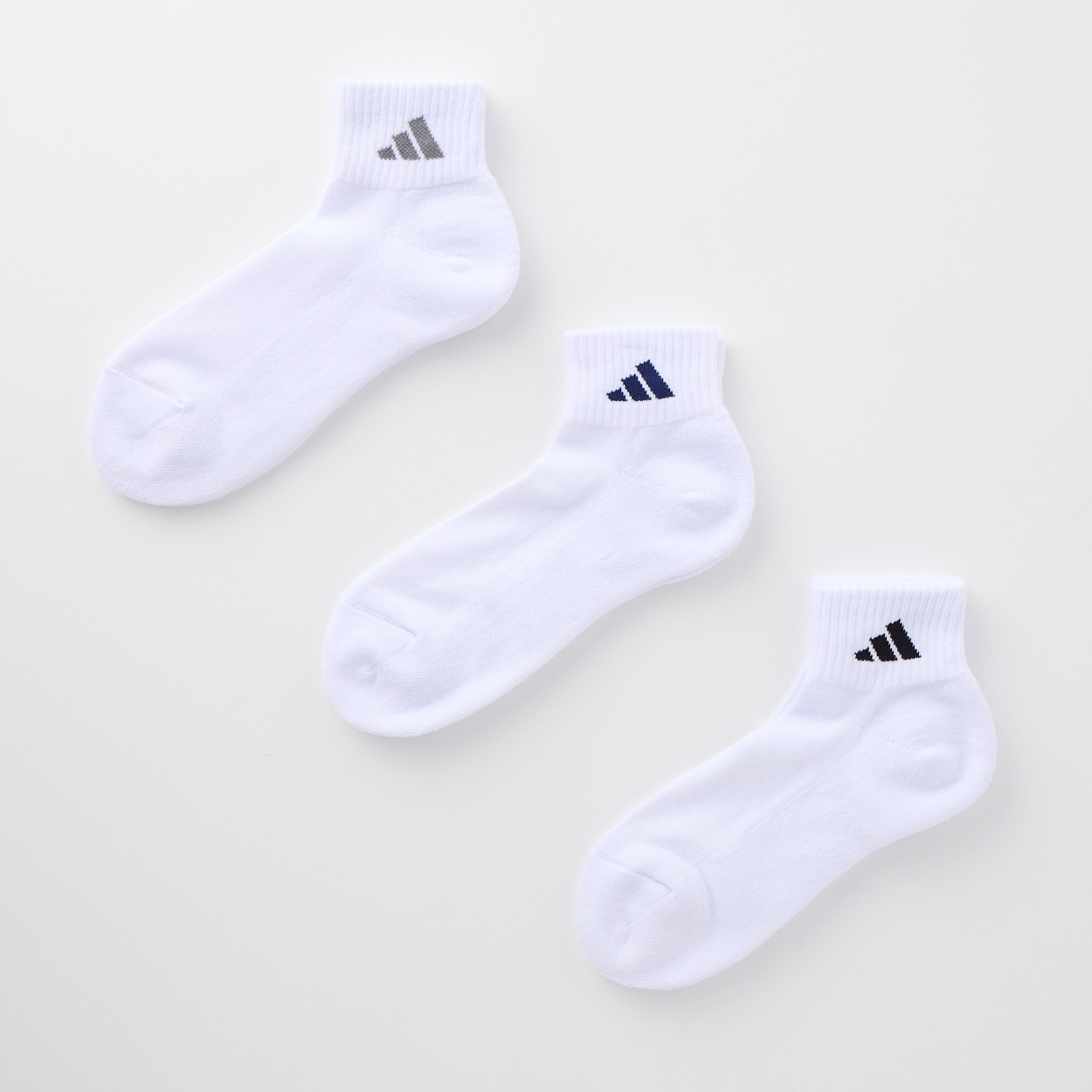 adidas(アディダス) 消臭加工足底パイルショート丈ソックス3足組 メンズ(シロ-26-28CM)