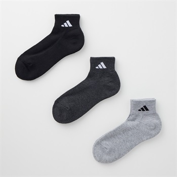 adidas(アディダス) 消臭加工足底パイルショート丈ソックス3足組 メンズ(モノトーン-24-26CM)