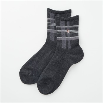 Hush Puppies(ハッシュパピー) 足底パイルチェック柄ハーフ丈ソックス メンズ(チャコ－ルグレ－-23-25CM)