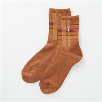 Hush Puppies(ハッシュパピー) 足底パイルチェック柄ハーフ丈ソックス メンズ(ウスダイダイ-25-27CM)