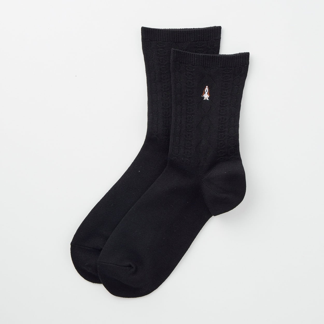 Hush Puppies(ハッシュパピー) アクリル素材リンクス柄ハーフ丈ソックス メンズ(クロ-25-27CM)