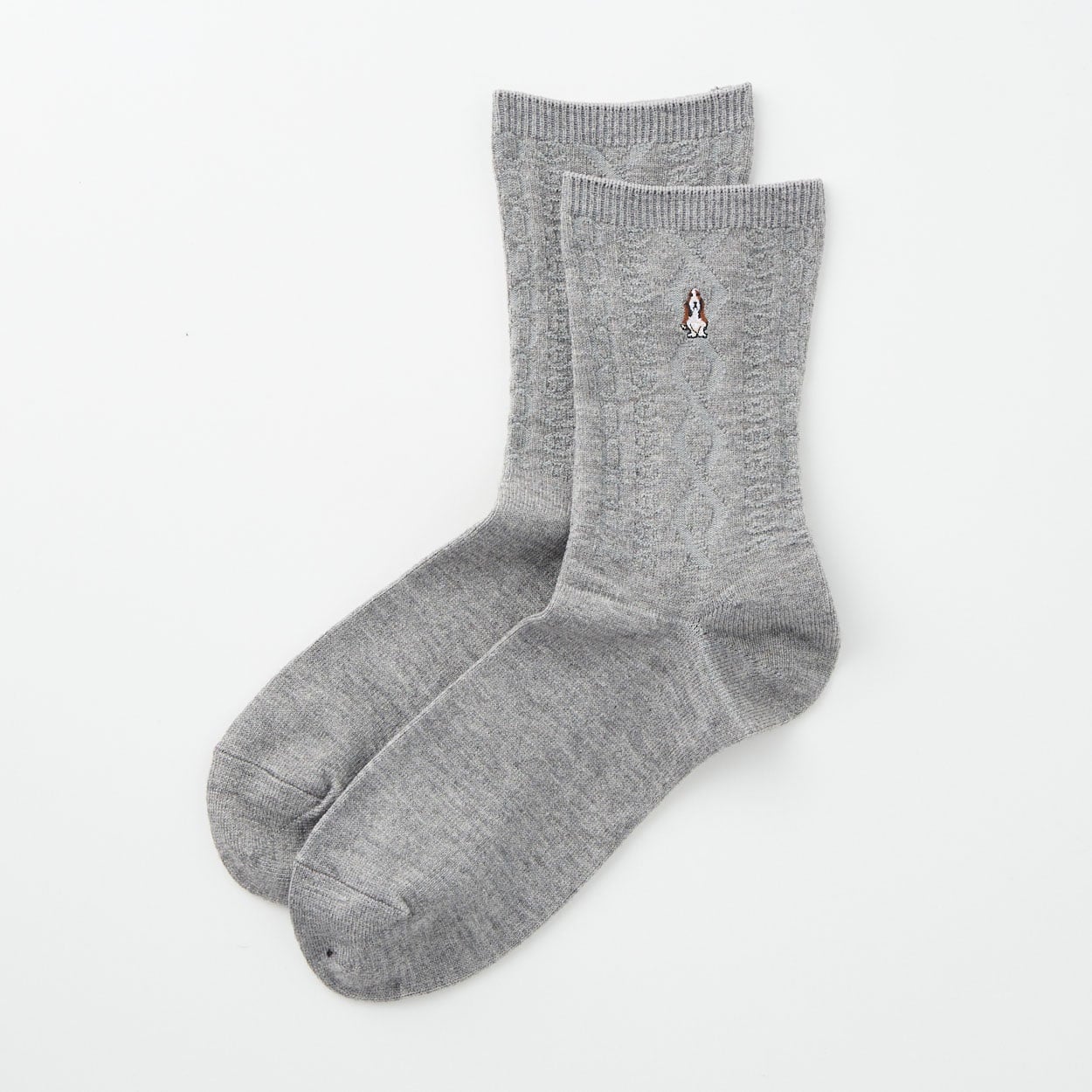 Hush Puppies(ハッシュパピー) アクリル素材リンクス柄ハーフ丈ソックス メンズ(グレー-25-27CM)