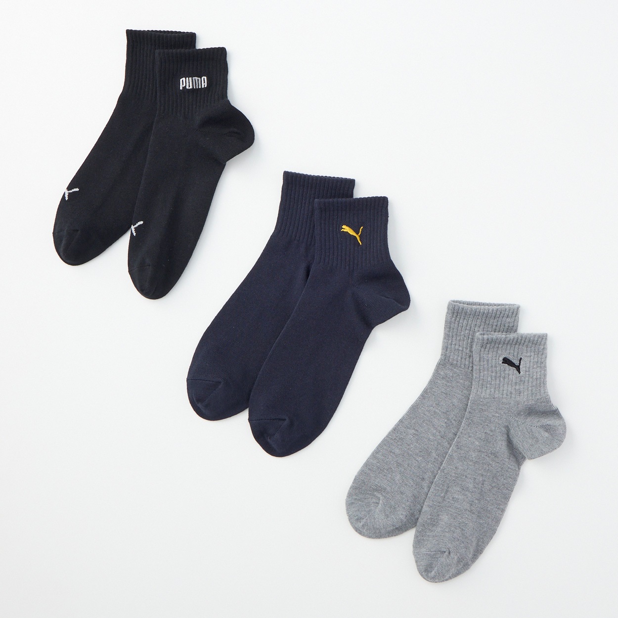 PUMA(プーマ) ロゴ刺繍ショート丈ソックス ３足組 メンズ(コミ-24-26CM)