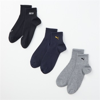 PUMA(プーマ) ロゴ刺繍ショート丈ソックス ３足組 メンズ(コミ-24-26CM)