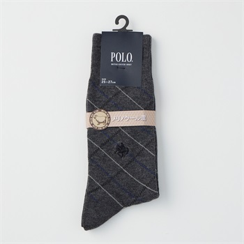 POLO BRITISH COUNTRY SPIRIT アーガイル柄メリノウール混 クルー丈ソックス メンズ(チャコ－ルグレ－-25-27CM)