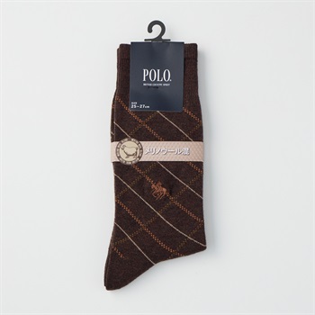 POLO BRITISH COUNTRY SPIRIT アーガイル柄メリノウール混 クルー丈ソックス メンズ(コイチャ-25-27CM)