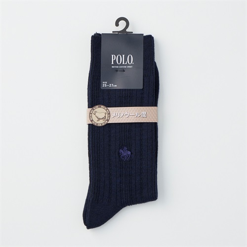 POLO BRITISH COUNTRY SPIRIT リンクス柄メリノウール混 クルー丈ソックス メンズ(コイアオ-25-27CM)