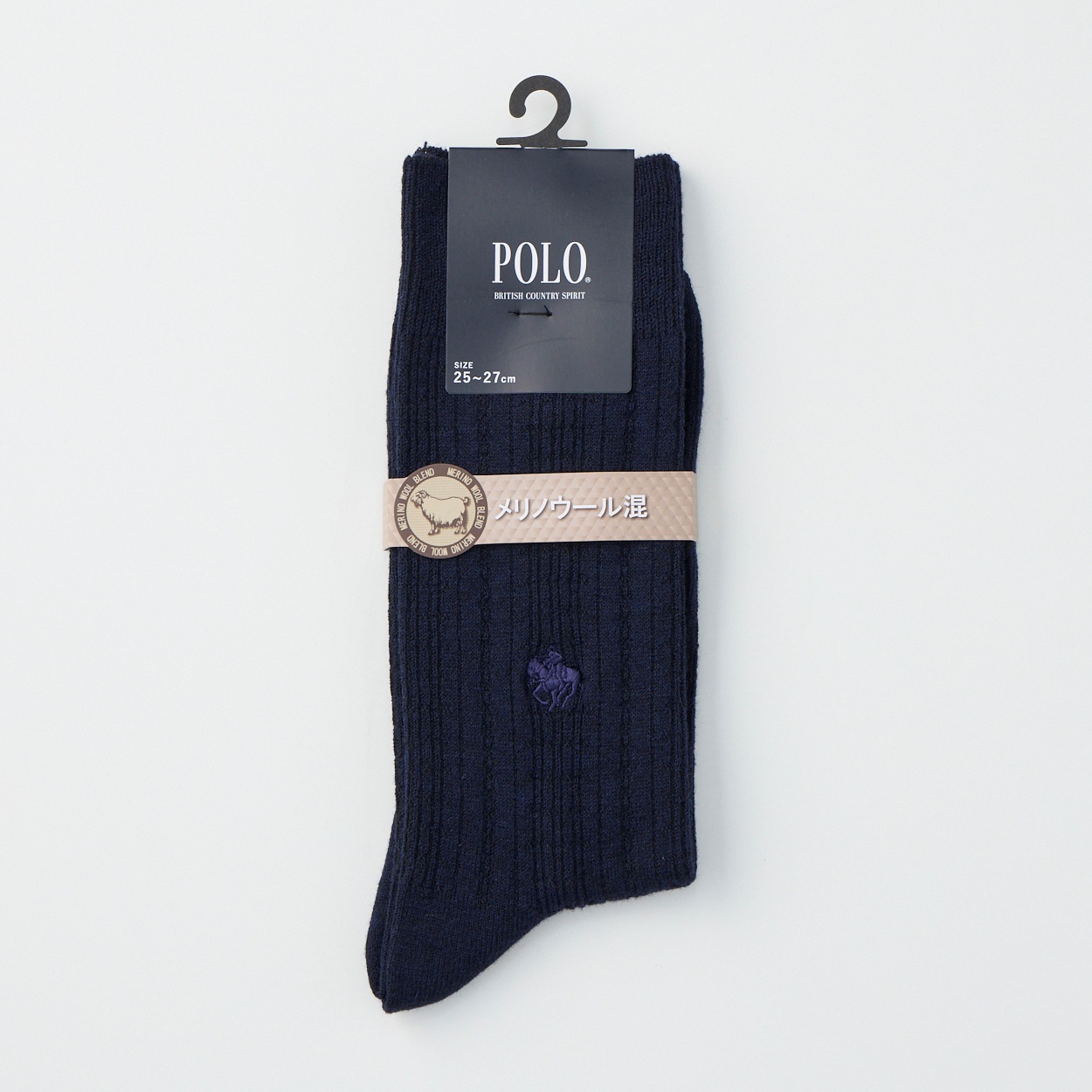 POLO BRITISH COUNTRY SPIRIT リンクス柄メリノウール混 クルー丈ソックス メンズ(コイアオ-25-27CM)