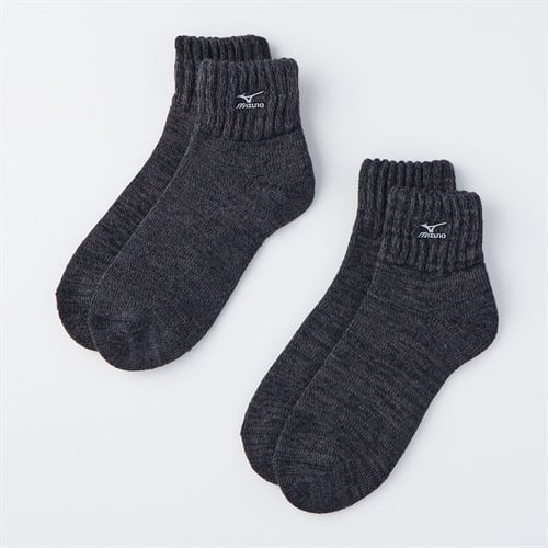 mizuno(ミズノ) 厚地12ｃｍ丈フットパイル裏起毛刺繍ソックス 2足組 メンズ