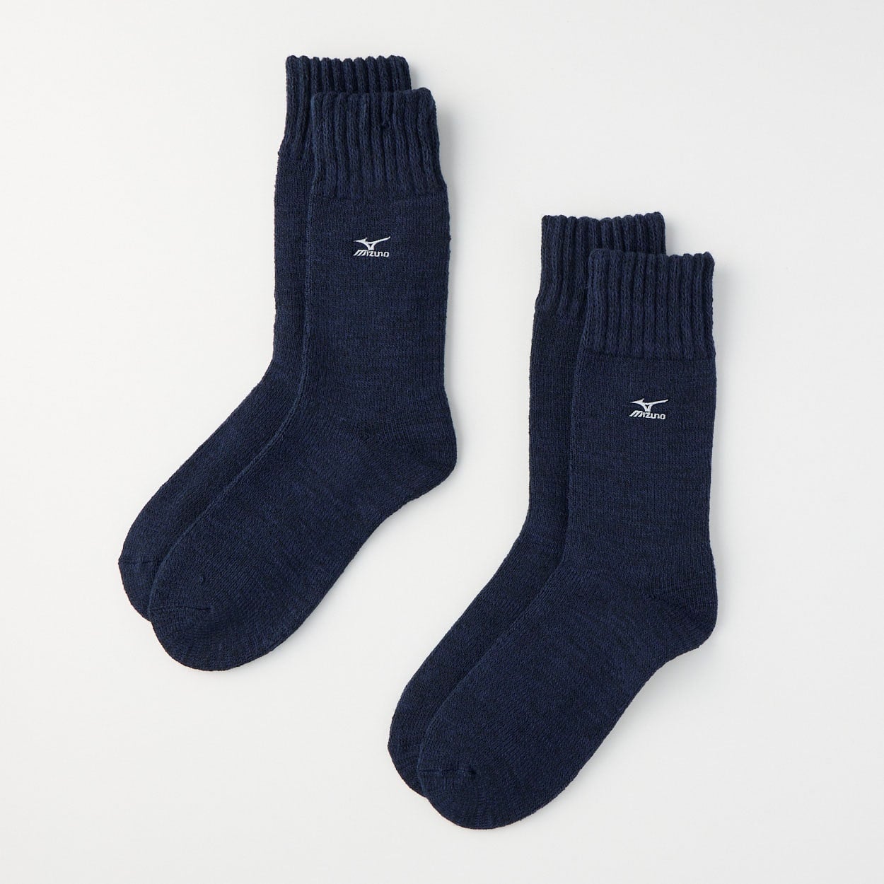 mizuno(ミズノ) 厚地クルー丈フットパイル裏起毛刺繍ソックス 2足組 メンズ(コイアオ-26-28CM)
