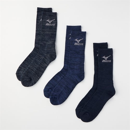 mizuno(ミズノ) 厚地クルー丈足底パイルソックス 3足組 メンズ