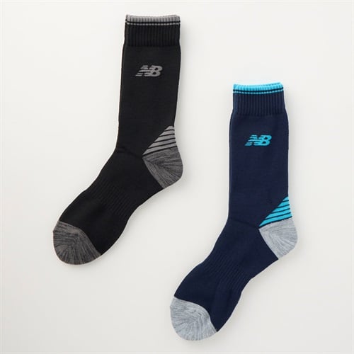 new balance(ニューバランス) ライン柄クルー丈パイルソックス ２足組 メンズ