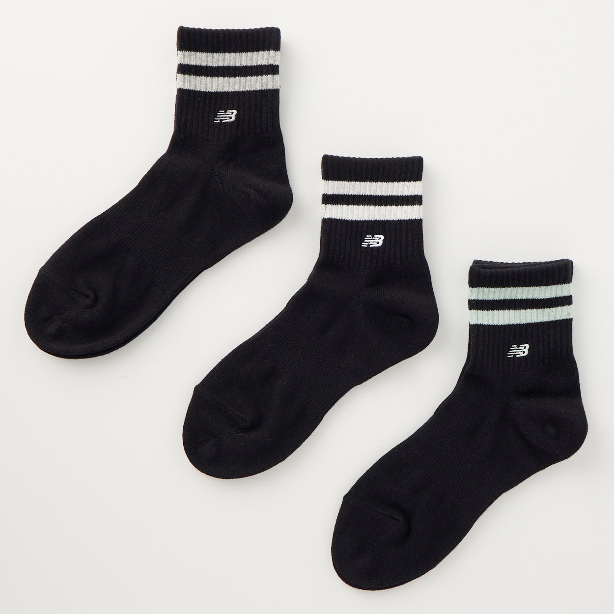 new balance(ニューバランス) ライン柄ショート丈ソックス ３足組 メンズ(クロ-26-28CM)