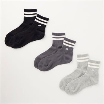 new balance(ニューバランス) ライン柄ショート丈ソックス ３足組 メンズ(セットアソート-24-26CM)