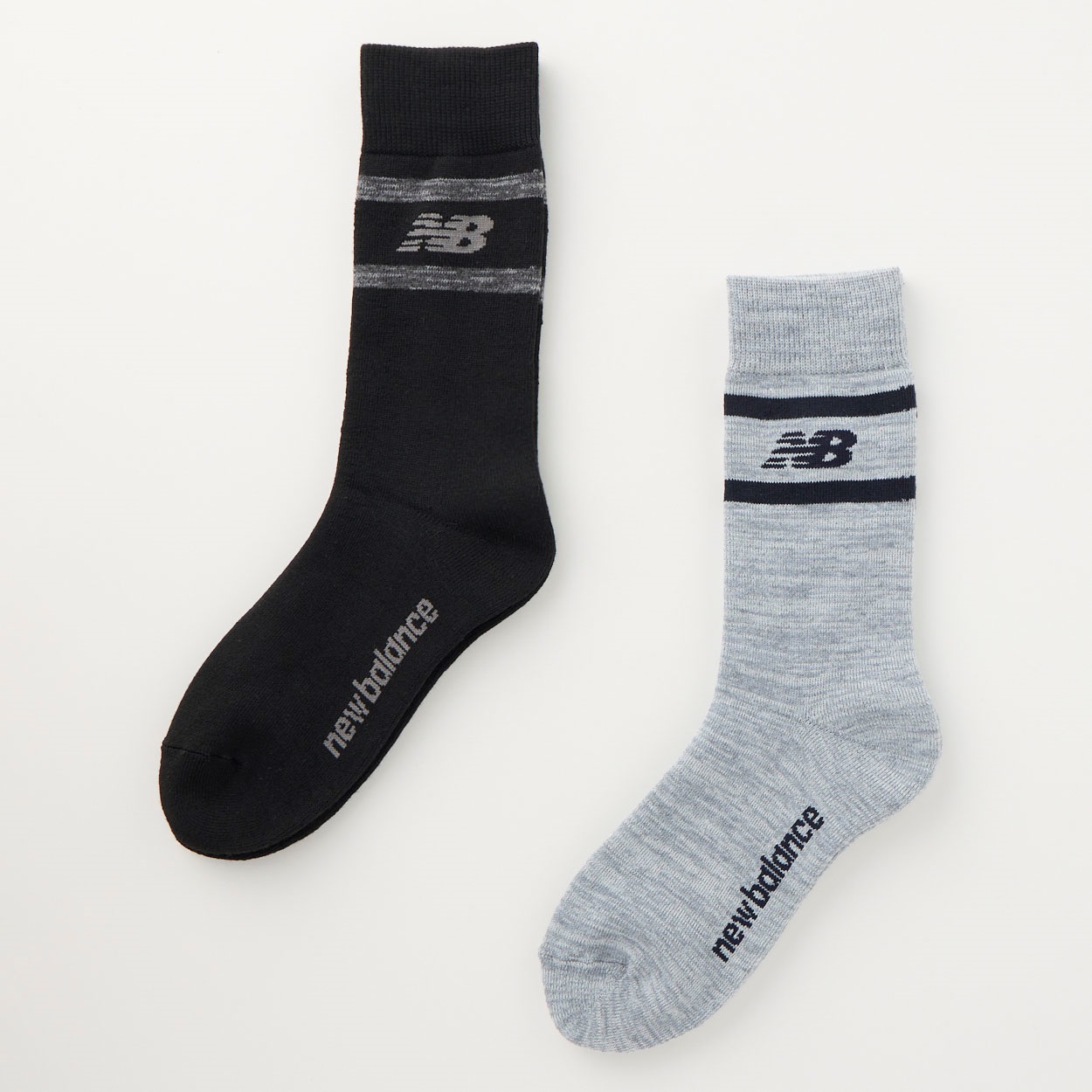 new balance(ニューバランス) ライン柄クルー丈パイルソックス ２足組 メンズ(セットアソート-26-28CM)