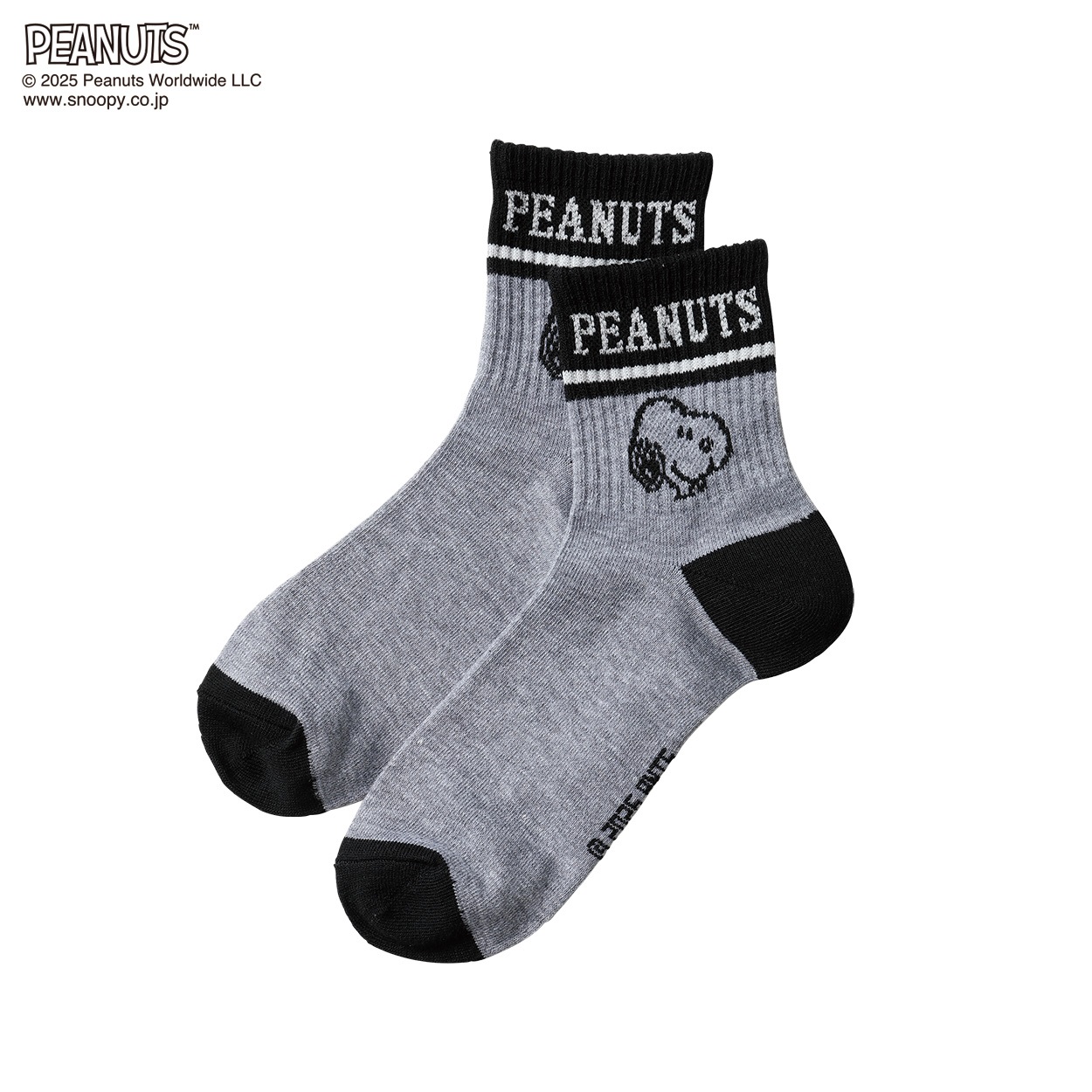 PEANUTS  スヌーピー顔ラインショート メンズ(グレー-25-27CM)