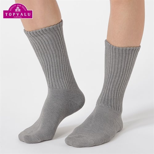 裏パイル編みクルー丈ソックス メンズ トップバリュ CELLIANT(セリアント)(グレー-25-27CM)