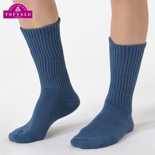 裏パイル編みクルー丈ソックス メンズ トップバリュ CELLIANT(セリアント)(アオ-25-27CM)