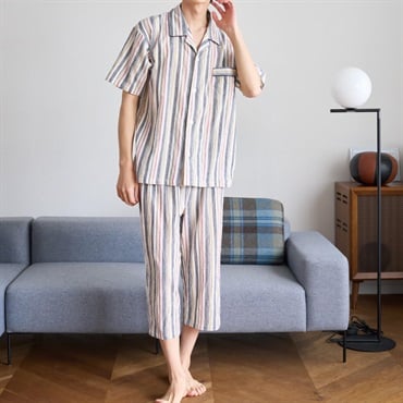 日本製播州さざ波パジャマ メンズ(コイアオ-XL)