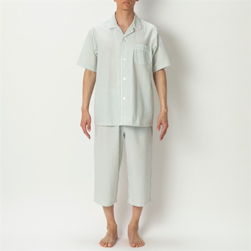 COOLサッカー半袖パジャマ メンズ トップバリュ PEACE FIT(ピースフィット)(ウスミドリ-L)