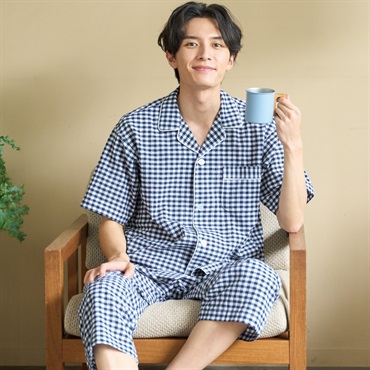 COOL 楊柳半袖パジャマ メンズ トップバリュ PEACE FIT(ピースフィット)(コイアオ-2XL)
