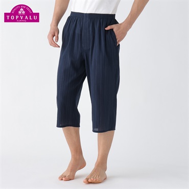 肌につきにくい前あき楊柳ステテコ メンズ トップバリュ PEACE FIT(ピースフィット)(アオ-2XL)