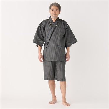 【ポイント20倍対象商品】江戸百景しじら甚平 メンズ(チャコ－ルグレ－-L)