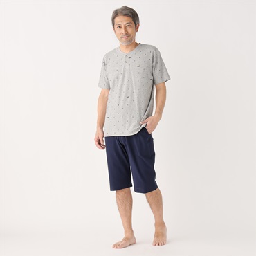 CROCODILE(クロコダイル) Tスーツ上下組 抗菌防臭加工 鹿の子プリント メンズ(ウスクロ-XL)