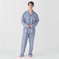 GUNZE(グンゼ) 睡眠工房ダンボールニットグレンチェック柄シャツ メンズ(アオ-S)