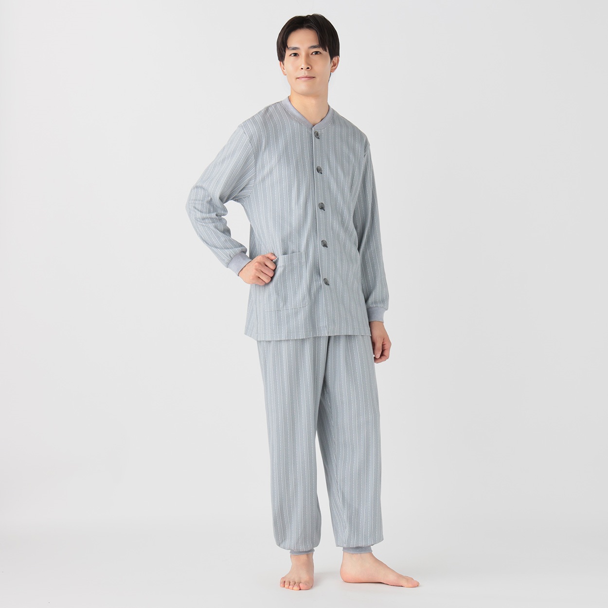 GUNZE(グンゼ) 着脱らくらくサポート 家庭用乾燥機対応スムースパジャマ メンズ(ウスクロ-M)