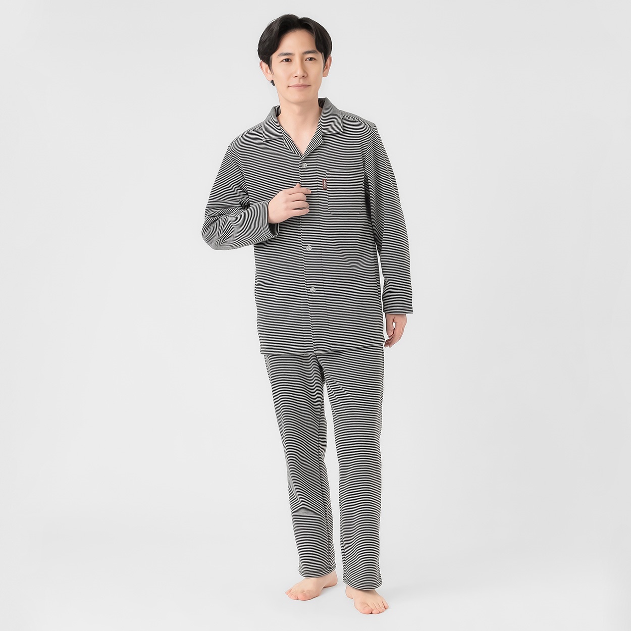 marie claire homme(マリ・クレール オム) 裏起毛ミジンボーダーシャツ