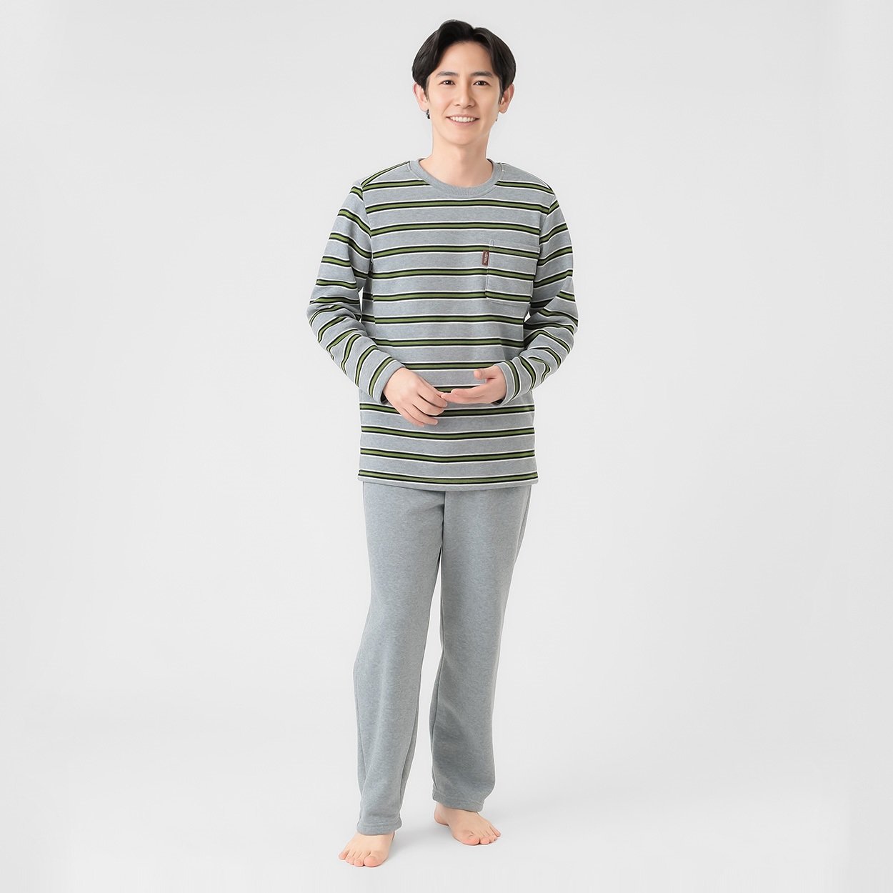 marie claire homme(マリ・クレール オム) 裏起毛ボーダーパジャマ 背