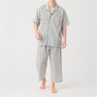 GUNZE(グンゼ) 睡眠工房クレープ半袖8分丈パンツシャツ メンズ(ウスクロ-S)