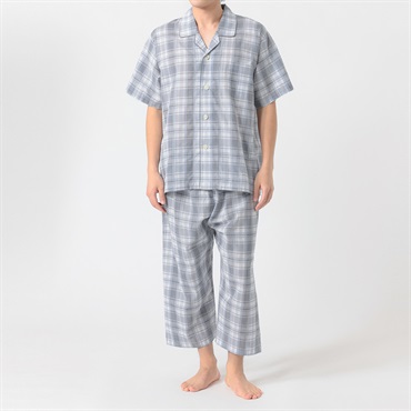 GUNZE(グンゼ) 睡眠工房クレープ半袖8分丈パンツシャツ メンズ(ウスクロ-S)