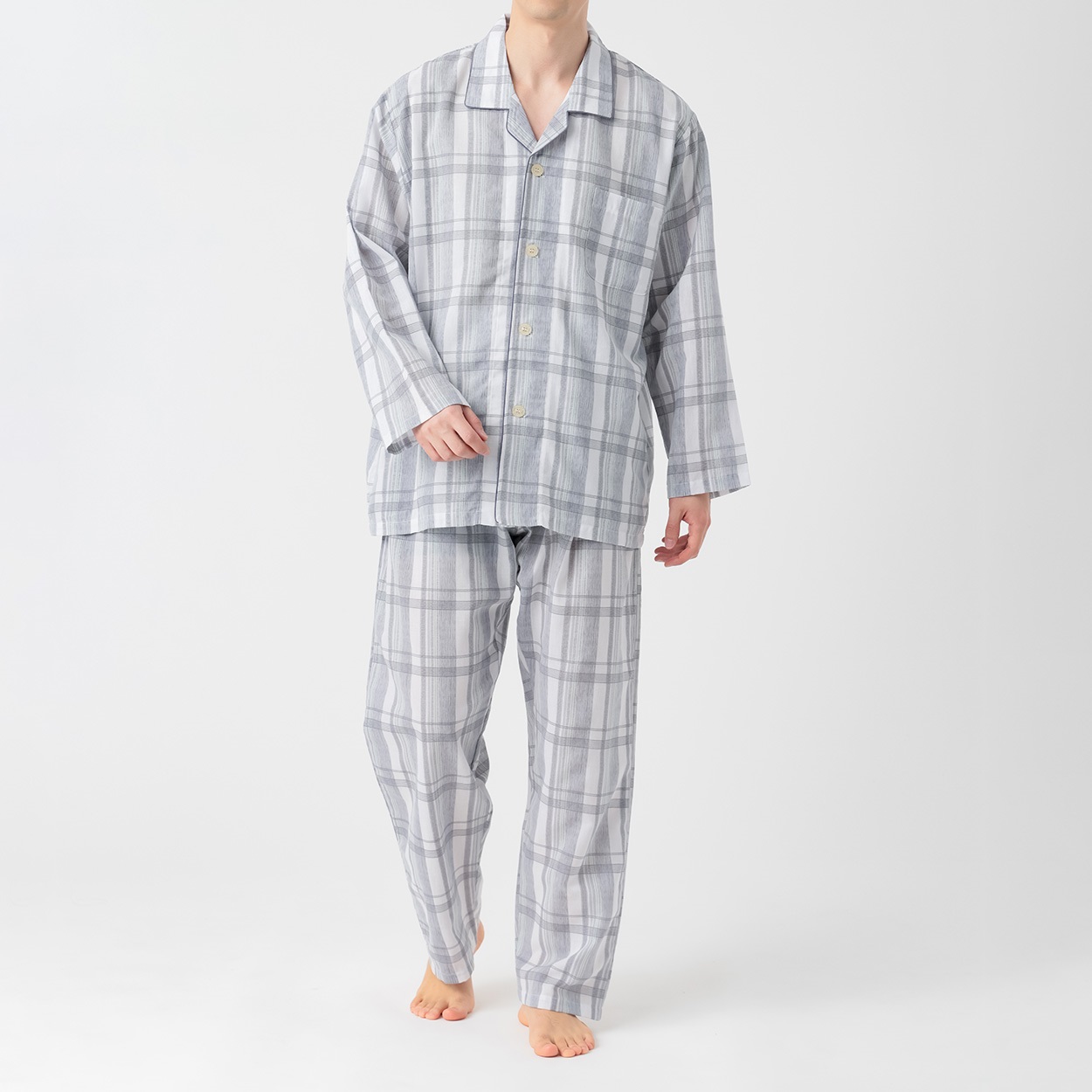 GUNZE(グンゼ) 睡眠工房 クレープ長袖長パンツシャツ メンズ(ウスクロ-L)