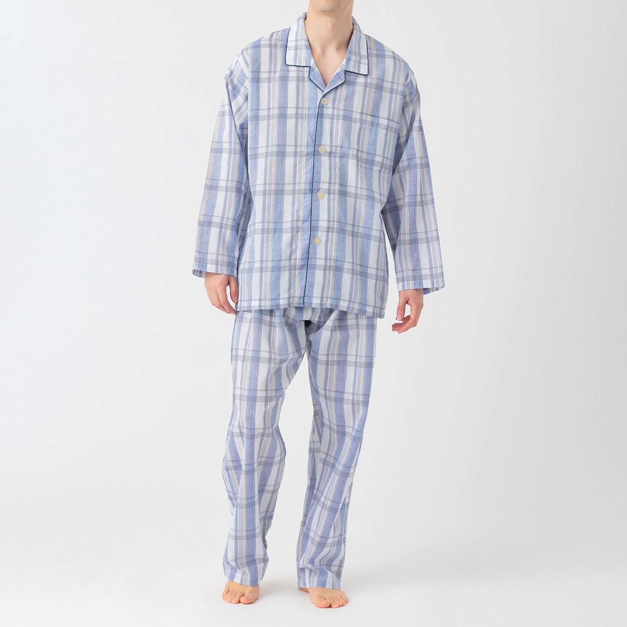 GUNZE(グンゼ) 睡眠工房 クレープ長袖長パンツシャツ メンズ(アオ-M)
