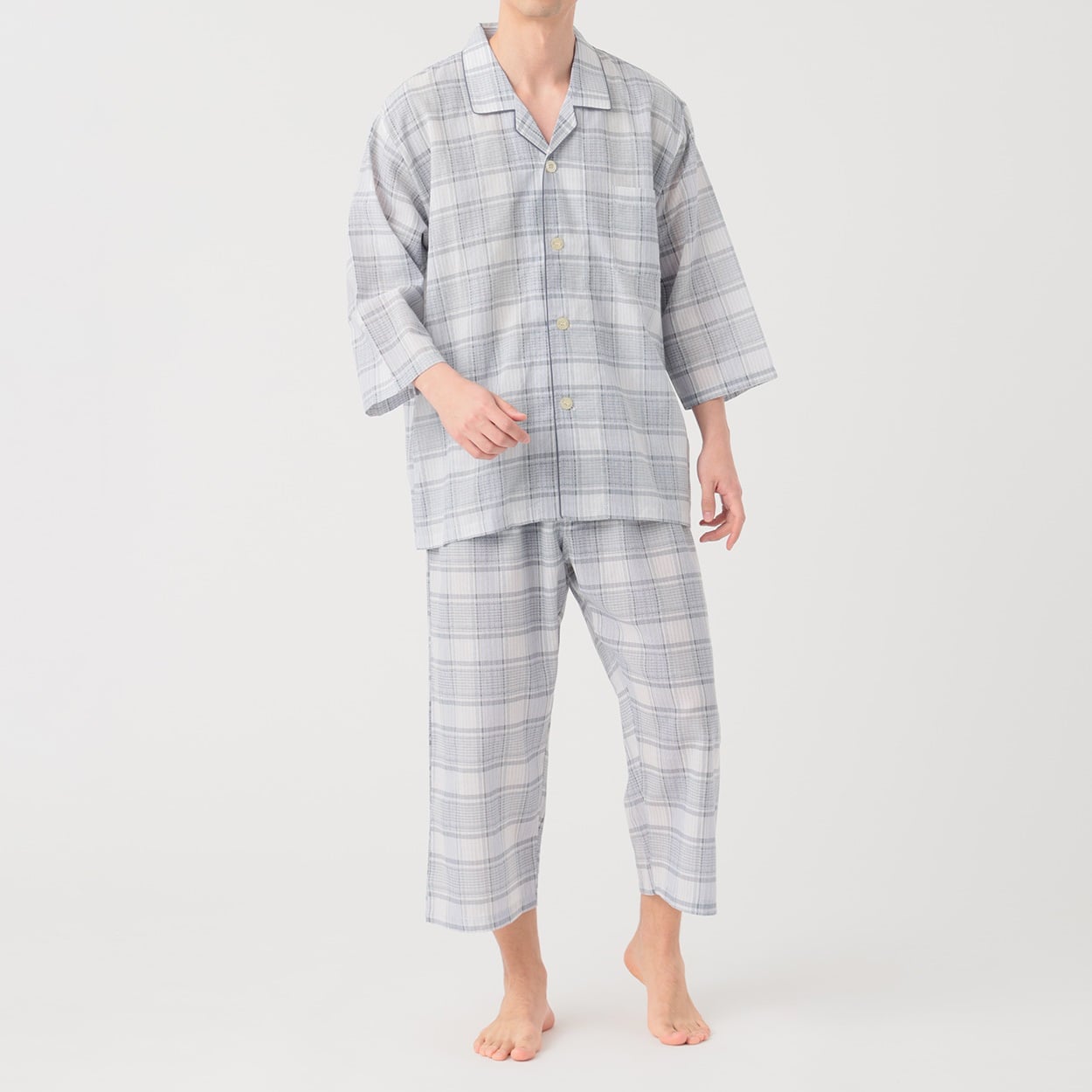 GUNZE(グンゼ) 睡眠工房クレープ8分袖8分丈パンツシャツ メンズ(ウスクロ-M)