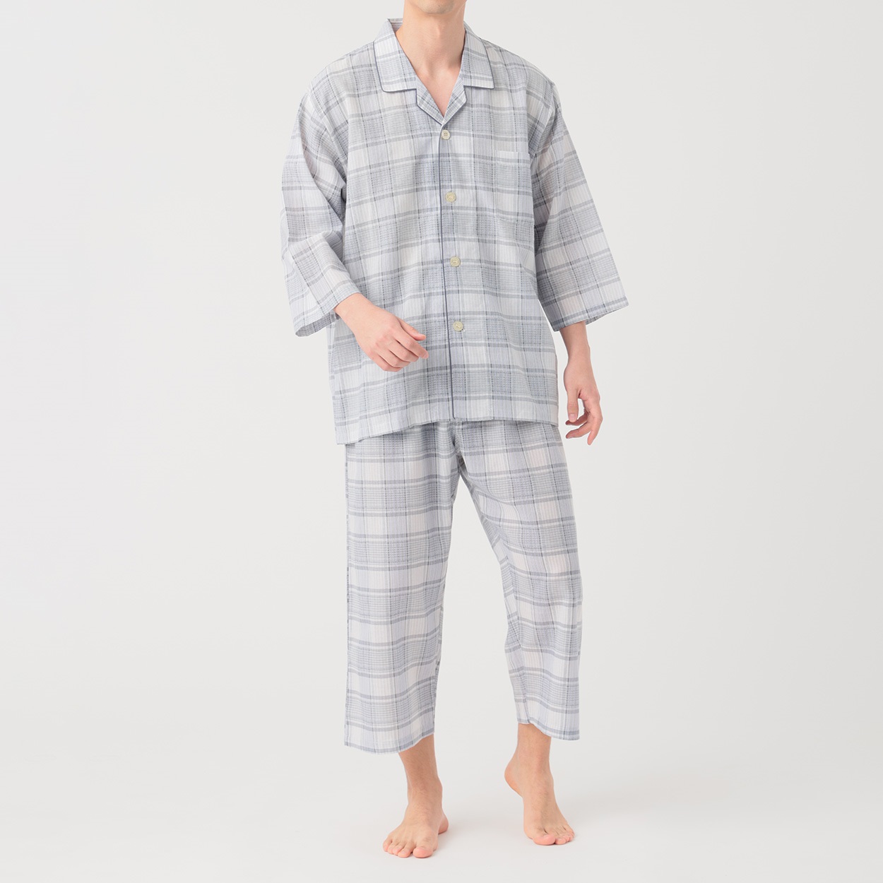 GUNZE(グンゼ) 睡眠工房クレープ8分袖8分丈パンツシャツ メンズ(ウスクロ-LL)