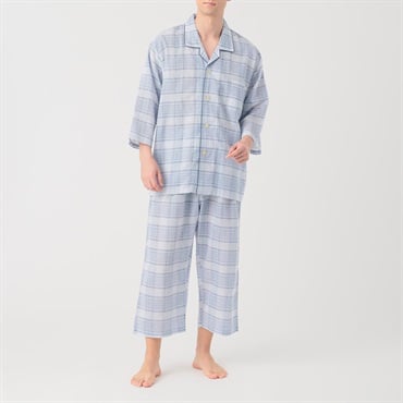GUNZE(グンゼ) 睡眠工房クレープ8分袖8分丈パンツシャツ メンズ(アオ-S)