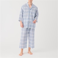 GUNZE(グンゼ) 睡眠工房クレープ8分袖8分丈パンツシャツ メンズ(アオ-S)