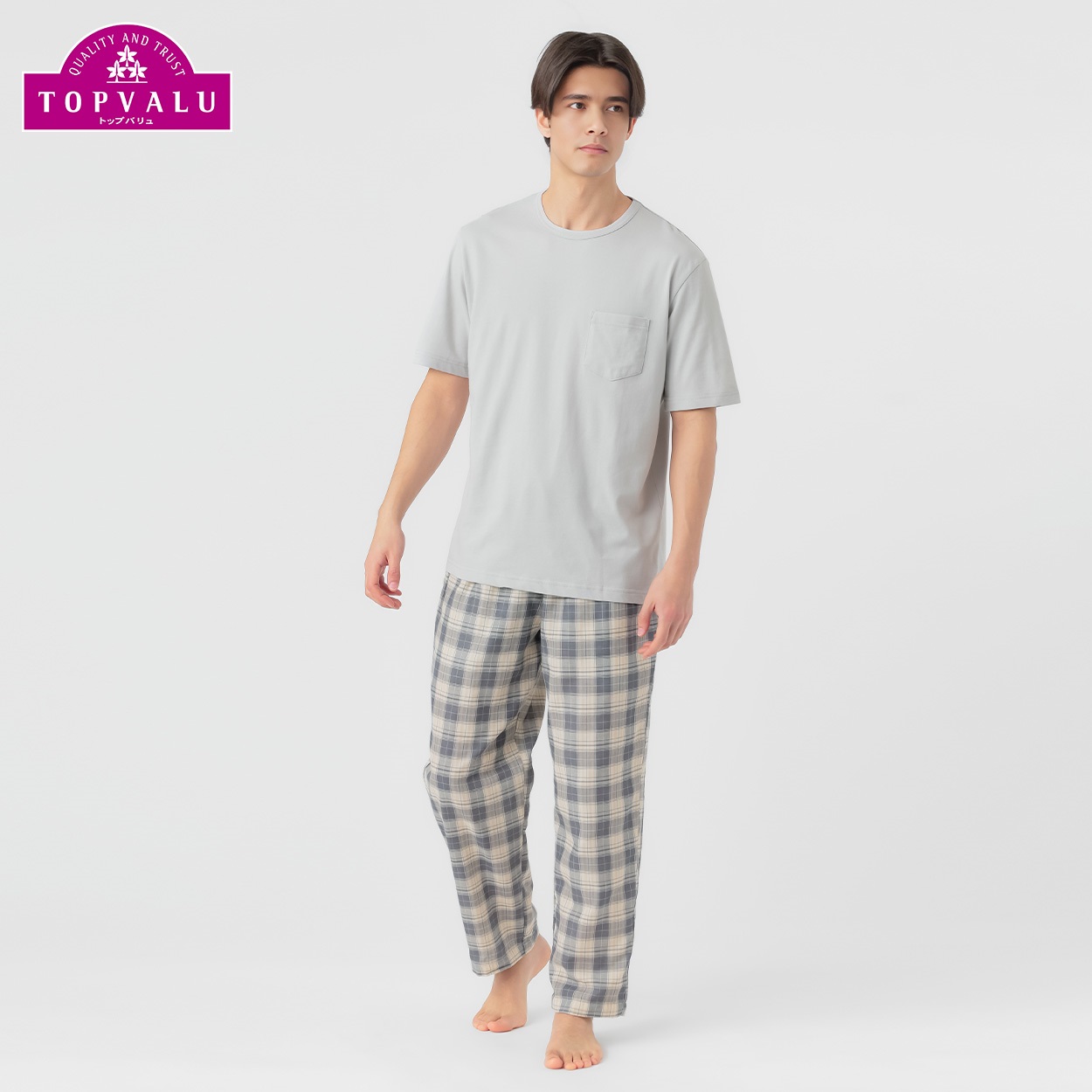 上下異素材ルームセット メンズ トップバリュ PEACE FIT(ピースフィット)(ウスクロ-XL)