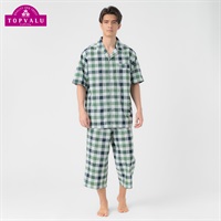 さらっと快適 サッカーパジャマ メンズ トップバリュ PEACE FIT(ピースフィット)(ミドリ-M)