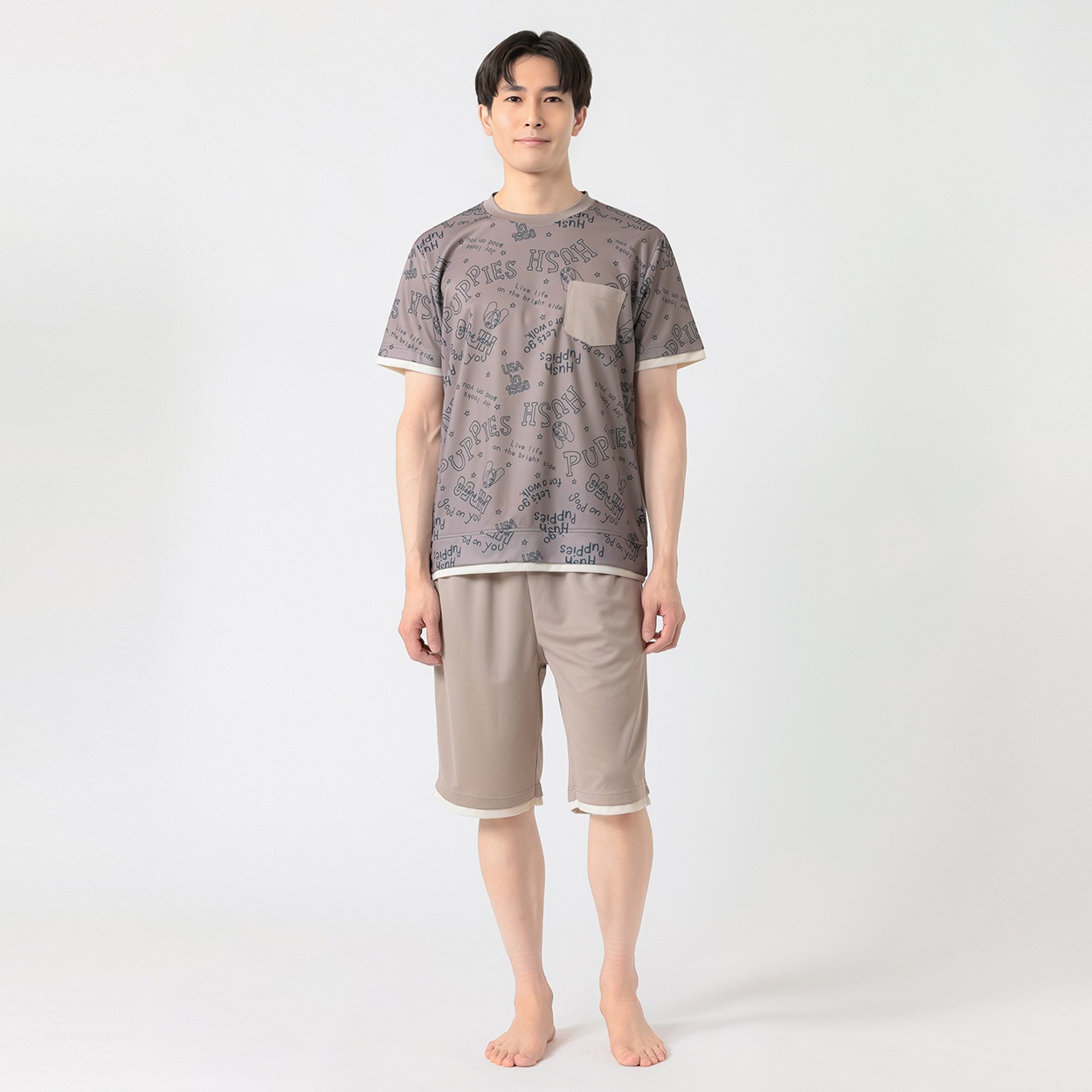 Hush Puppies(ハッシュパピー) ハニカムメッシュTスーツ吸水速乾・接触冷感 メンズ(ウスクロ-M)