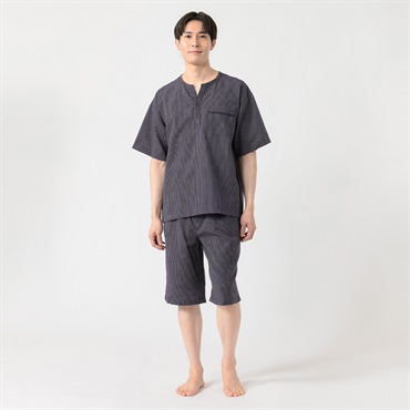江戸百景しじらYヘンリー メンズ(コイムラサキ-S)
