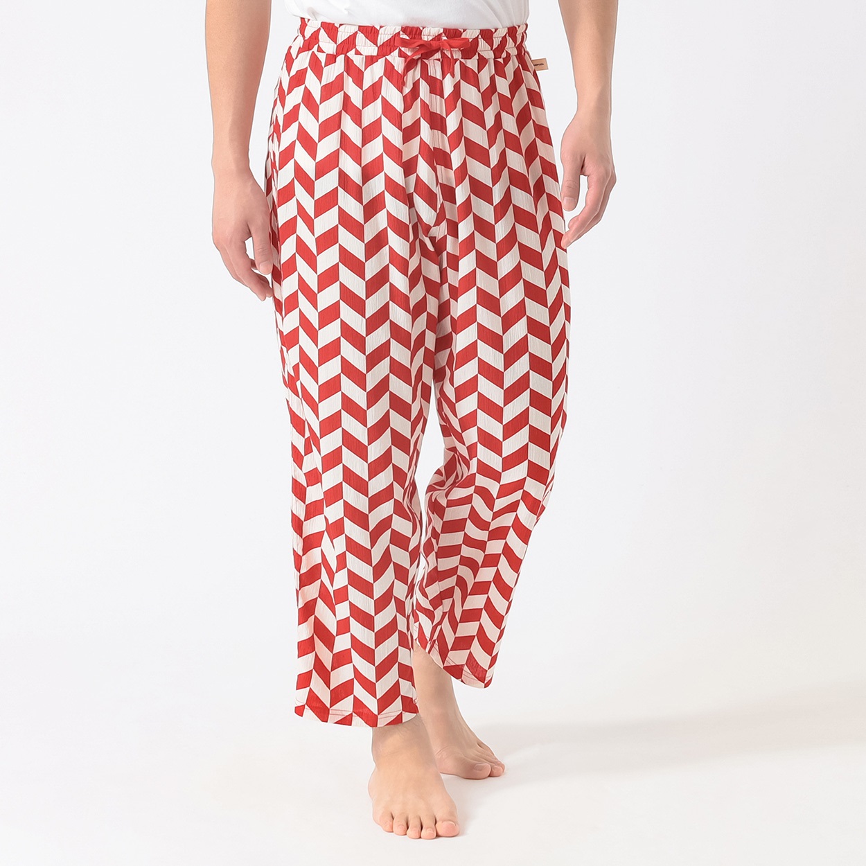 NIRMATA VACATION LONG PANTS チェック メンズ(アカ-M)
