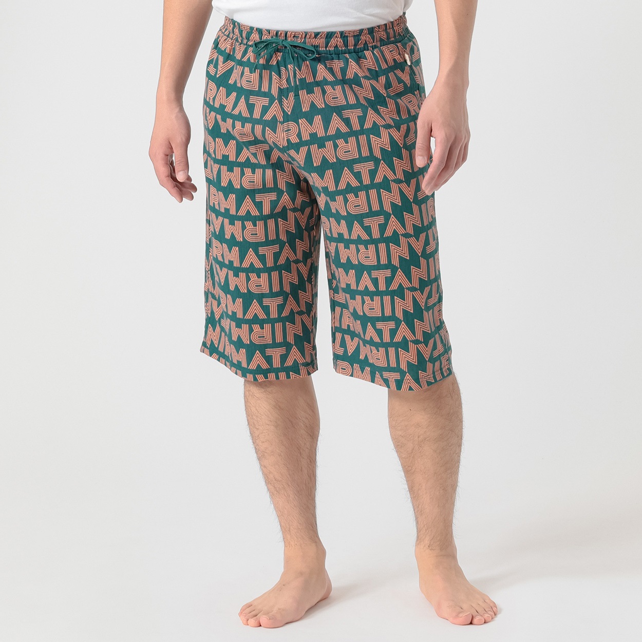 NIRMATA VACATION HALF PANTS ロゴ メンズ(ミドリ-XL)